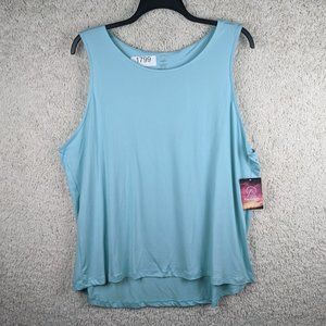 Enlighten* Women's Sleeveless Boat Neck Curved Hem Back Pullover Blouse~ Size 2X